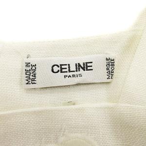 CELINE ワンピース ミモレ 7分袖 スクエアネック 刺繍 ホワイト 白 38 SMV