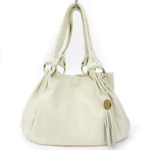 ハンドバッグ トートバッグ ギャザー タッセル アイボリー エクリュ系 SMV