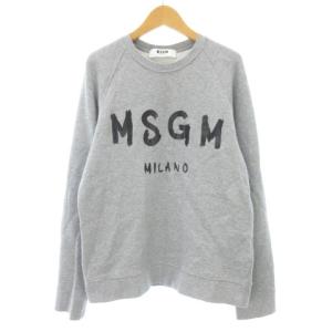 ロゴスウェット トレーナー 長袖 クルーネック 裏起毛 プリント グレー S SM0