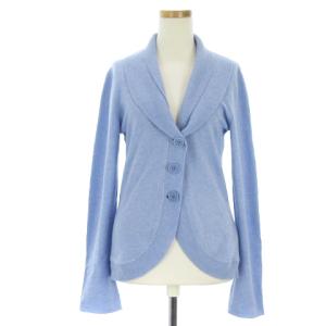 カーディガン カシミヤ L 青
