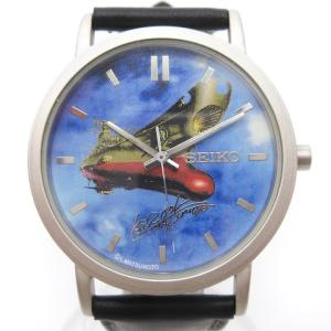 美品 宇宙戦艦ヤマト 腕時計 アナログ クオーツ レザー 7N01-8A40 黒 ブラック ウォッチ SM0