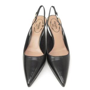 PRADA パンプス ポインテッドトゥ ストラップ レザー 黒 ブラック 34 1