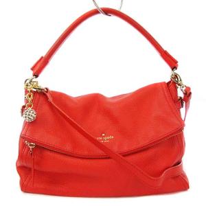 2WAY ショルダーバッグ ストラップ付き レザー ロゴ コーラルレッド 鞄 SM0