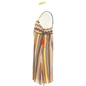 MISSONI タグ付き キャミワンピース チュニック ストレッチ エスニック マルチ 幾何学模様 総柄 茶 ブラウン M SM0