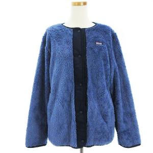 21AW ガールズ ロス ガトス ファージャケット カーディガン ノーカラー ボア 65440FA21 ブルー XXL