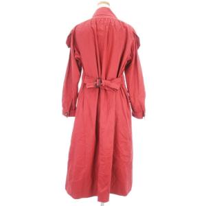 YVES SAINT LAURENT ヴィンテージ ステンカラーコート ロング コットン ベルト付き 赤系 SM0