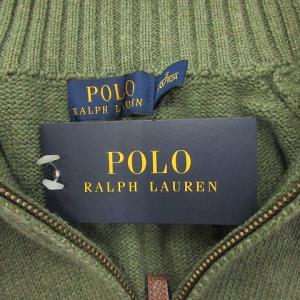 POLO RALPH LAUREN タグ付き ニット セーター ハーフジップ ワンポイント ポニー ロゴ コットン グリーン S SM0