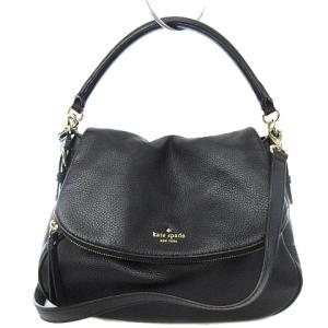 2WAY ハンドバッグ ショルダーバッグ ロゴ 牛革 レザー ブラック