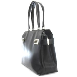 Salvatore Ferragamo ガンチーニ トートバッグ レザー フォーマル 無地 DY-21 0166 ブラック シルバー金具