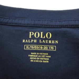 POLO RALPH LAUREN カットソー ロンT ロゴ ポニー プリント 長袖 紺 ネイビー XL 170 SM0