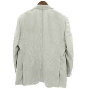 Aquascutum テーラードジャケット 長袖 サイドベンツ 2B ウール シルク混 ストライプ ライトグレー 102BB6 SM0