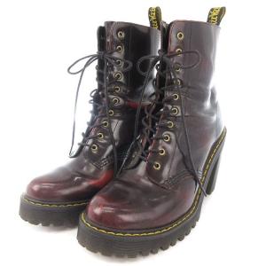 Dr.Martens KENDRA 10eye アンクルブーツ ショート チャンキーヒール エナメル レザー チェリーレッド UK6