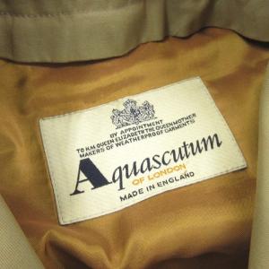 Aquascutum ステンカラーコート 長袖 ラグランスリーブ ライナー付き 撥水加工 コットン 裏地チェック ベージュ 6F アウター SM0