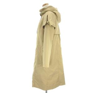 TOCCA 美品 中綿 コート 長袖 フード フェイクファー リボン ジップアップ ライナー付き 裏地ボア 無地 ベージュ 0 アウター