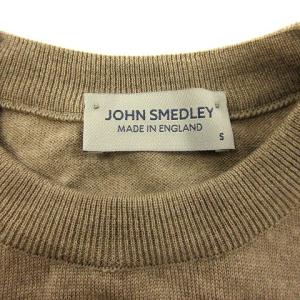 JOHN SMEDLEY ニット セーター クルーネック 長袖 無地 メリノウール ベージュ S