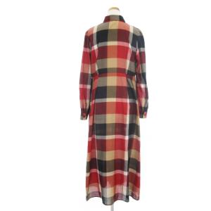 BLUE LABEL CRESTBRIDGE シャツワンピース 長袖 ロング チェック レッド ブラック ベージュ
