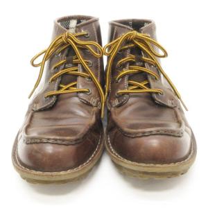 Clarks ショートブーツ レースアップ 5ホール レザー 裏地チェック 茶 8.5 SM0