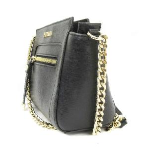 FURLA 美品 ギネヴラ ショルダーバッグ 斜め掛け チェーン G6662 レザー 無地 ロゴ ワンポイント ブラック SM0