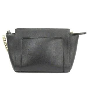 FURLA 美品 ギネヴラ ショルダーバッグ 斜め掛け チェーン G6662 レザー 無地 ロゴ ワンポイント ブラック SM0