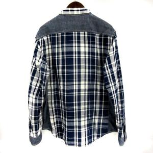 AVIREX TYPE BLUE チェックシャツ 長袖 レギュラーカラー 切替 コットン ネイビー XL