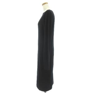 JIL SANDER 美品 17AW ワンピース 長袖 ロング丈 ボートネック ウール カシミヤ混 ブラック 34 SM0