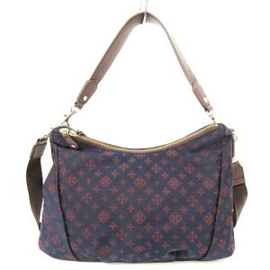 russet 2WAY セミショルダーバッグ ワンショルダー 総柄 ナイロン レザー ネイビー系