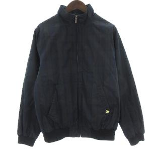 ジャケット ブルゾン スイングトップ ジップアップ ブラックウォッチ チェック コットン100％ ブラック ネイビー