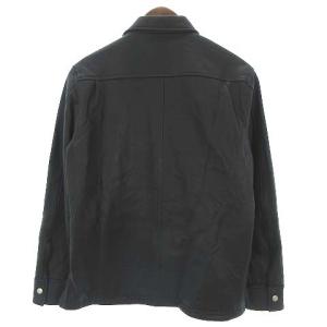 Schott LAMB LEATHER PATCH POKCKET LS SHIRT M 黒