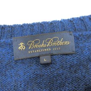 Brooks Brothers ニット セーター 長袖 ウール100% ラグランスリーブ クルーネック 丸首 無地 100184195 青 ブルー L SM0