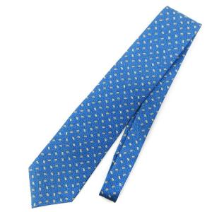 BVLGARI ネクタイ レギュラータイ シルク 総柄 青 ブルー SM0