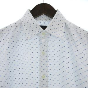 ETRO シャツ 長袖 ドット コットン ホワイト ブルー M