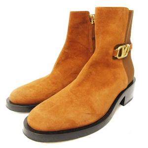 VALENTINO GARAVANI ショートブーツ バックゴア スエード ロゴマーク 38 1 ブラウン