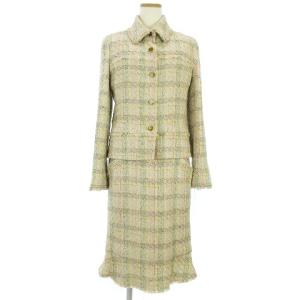 05P スプリングコレクション セットアップ スーツ  ワンピース ひざ丈 ノースリーブ ツイード ココマークボタン