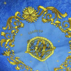 HERMES カレ45 プチカレ COSMOS スカーフ バンダナ プリント ブルー