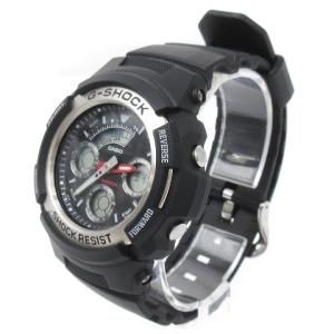 CASIO G-SHOCK アナデジ 腕時計 ラウンド クオーツ AW-590 ブラック