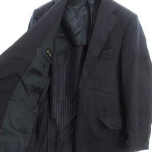 CORNELIANI スーツ セットアップ テーラードジャケット シングル 2B パンツ スラックス スリム ウール シルク混 ストライプ 紺 赤系