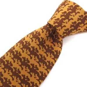 ネクタイ レギュラータイ 総柄 騎手 馬 5270 SA シルク マスタード 茶 ブラウン ビジネス AA SM0
