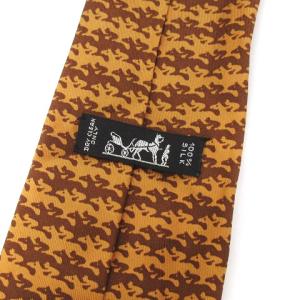 HERMES ネクタイ レギュラータイ 総柄 騎手 馬 5270 SA シルク マスタード 茶 ブラウン ビジネス AA SM0