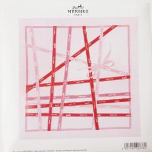 HERMES ガヴロッシュ カレ45 スカーフ ボルデュックリボン シルク ピンク