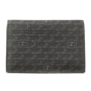 Montblanc カードケース 名刺入れ 二つ折り ロゴ 総柄 PVC イタリア製 黒 ブラック SM0