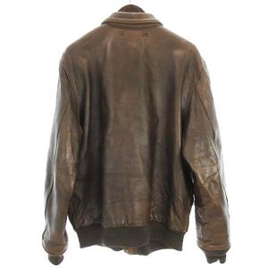 AVIREX A-2 BASIC フラトジャケット レザージャケット 中綿 ジップアップ 6181010 ブラウン XL