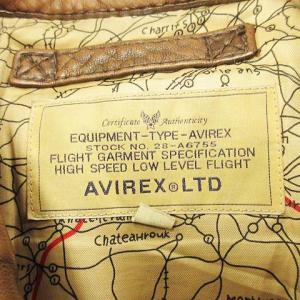 AVIREX A-2 BASIC フラトジャケット レザージャケット 中綿 ジップアップ 6181010 ブラウン XL