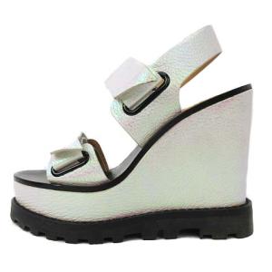 MARC JACOBS サンダル ウェッジソール ベルクロストラップ ハイヒール レザー 牛革 ティンテッドパールカラー 36 約23cm SM0