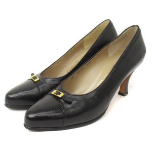 パンプス ポインテッドトゥ ハイヒール レザー ベルト 黒 7