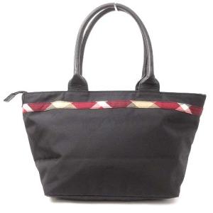 BLUE LABEL CRESTBRIDGE ハンドバッグ トート セミショルダー リボン 裏地ノバチェック ナイロン 黒 ブラック 鞄 SM0