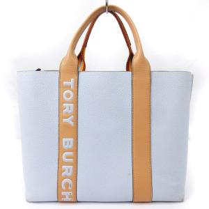 トートバッグ レザー キャンバス シボ 水色 ブルー ベージュ系 SM0