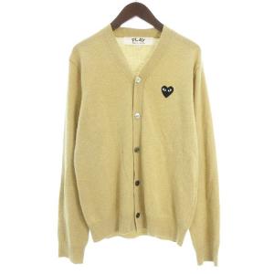 PLAY Comme des Garçons カーディガン ニット 長袖 Vネック ワッペン ベージュ M