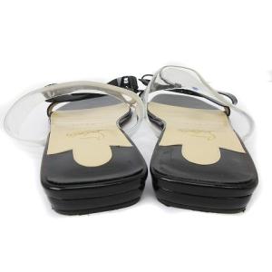 Christian Louboutin サンダル フラット ストラップ エナメル リボン 黒 38 SM0 AA