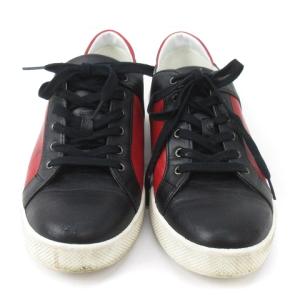 agnes b. レザースニーカー ローカット レースアップ 2001 ブラック レッド