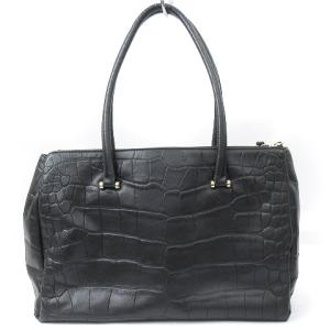 FURLA 2WAY ショルダー ハンドバッグ クロコ型押し レザー ブラック SM0